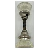 Antique Glass Door Knob Set with Ornate Escutcheons