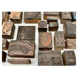 Assorted Vintage Letterpress Tools including Quoins Wedges & Printing Blocks