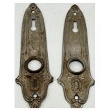 Glass Door Knob Set with Ornate Backplates & Hardware