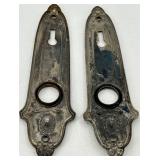 Glass Door Knob Set with Ornate Backplates & Hardware