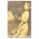 Antique Framed Portrait of a Woman in a Dress