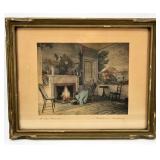 Wallace Nutting - At the Fender Interior Print - Signed