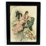 Harrison Fisher Print in Frame - Vintage Illustration