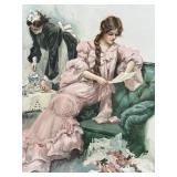 Harrison Fisher Print in Frame - Vintage Illustration