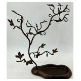 Metal Jewelry Tree Stand with Engraved Stones