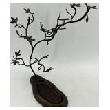 Metal Jewelry Tree Stand with Engraved Stones