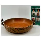 Roseville Brushberry Pottery Bowl with Leaf Motif Handles and Book