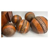 Vintage Wood Ammunition Crate & Decorative Spheres