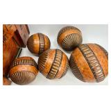 Vintage Wood Ammunition Crate & Decorative Spheres
