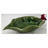 CorningWare Holly Days Mugs (8) & Susan Winget Leaf Dish