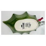 CorningWare Holly Days Mugs (8) & Susan Winget Leaf Dish