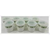 CorningWare Holly Days Mugs (8) & Susan Winget Leaf Dish