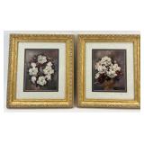 Pair of Floral Still-Life Prints in Ornate Frames