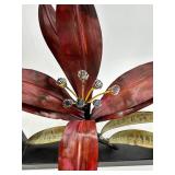 Framed Botanical Print in Ornate Gold Frame and Metal Floral wall Sculpture