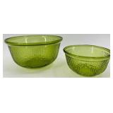 Green Depression Glass Bowls - Diamond Cut Pattern (Set of 4) - including Bartlett Collins