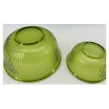 Green Depression Glass Bowls - Diamond Cut Pattern (Set of 4) - including Bartlett Collins