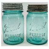 Mason Jars with Zinc Lids, Hoosier Jar, Lu-Ray Pitcher & Pink Bowl