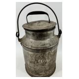 Antique Galvanized Cream Can, Bridgman Milk Bottle & Glass Hen on(Lot of 3)