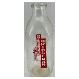 Antique Galvanized Cream Can, Bridgman Milk Bottle & Glass Hen on(Lot of 3)
