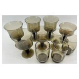 Assorted Mid Century Orrefors Smoke Glass Goblets & Stemware