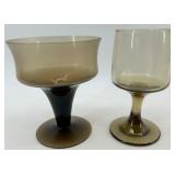 Assorted Mid Century Orrefors Smoke Glass Goblets & Stemware