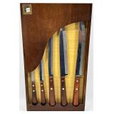 Omega 5-Piece Wall Mounted Knife Set with Wooden Handles