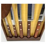 Omega 5-Piece Wall Mounted Knife Set with Wooden Handles
