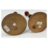 Pair Of Hand-Carved Polish Wood Candle Holders, Wooden Cheesebox, Brass Cricket, Apple and Bottle Opener