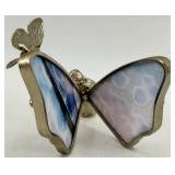 Sailboat Glass & Metal Sculpture with Fairy Butterfly Sculpture