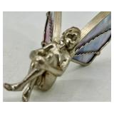 Sailboat Glass & Metal Sculpture with Fairy Butterfly Sculpture