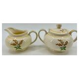 Spode Royal Jasmine Mimosa Glass Canister Jar with Creamer & Sugar Set and Blue Ridge Salt & Pepper