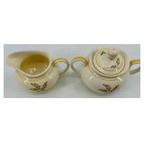 Spode Royal Jasmine Mimosa Glass Canister Jar with Creamer & Sugar Set and Blue Ridge Salt & Pepper