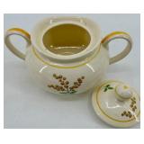 Spode Royal Jasmine Mimosa Glass Canister Jar with Creamer & Sugar Set and Blue Ridge Salt & Pepper
