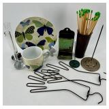 Danica Dragonfly Cup & Plate; Assorted Glass Bud Vases, Ticket Stabbers, Glove Forms & Match Holders