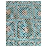 Three Crochet Afghans - Blue & Pink, Green & White, Pink, Green, Yellow & Blue