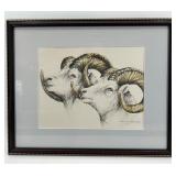 Doug Lindstrand - Two Rams Print - Signed