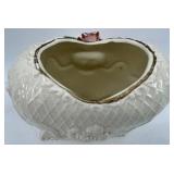 Capodimonte Style Vase & Lidded Bowl With Pink Roses - Oyster Shell