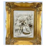 Alt Meissen Art Sanssouci Scene Porcelain Relief in Gilt Rococo Frame #1