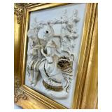 Alt Meissen Art Sanssouci Scene Porcelain Relief in Gilt Rococo Frame #1