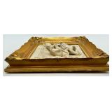 Alt Meissen Art Sanssouci Scene Porcelain Relief in Gilt Rococo Frame #1