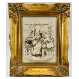 Alt Meissen Art Sanssouci Scene Porcelain Relief in Gilt Rococo Frame #2