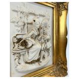 Alt Meissen Art Sanssouci Scene Porcelain Relief in Gilt Rococo Frame #2