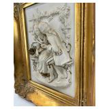 Alt Meissen Art Sanssouci Scene Porcelain Relief in Gilt Rococo Frame #2