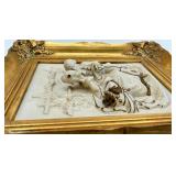 Alt Meissen Art Sanssouci Scene Porcelain Relief in Gilt Rococo Frame #2