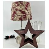Lamp, Star Shaped Metal Candle Holder & Glass Vase