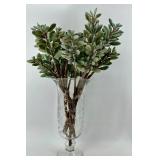 Glass Vase with Faux Greenery & PartyLite Stoney Harbor Lighthouse Set