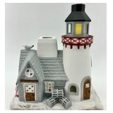 Glass Vase with Faux Greenery & PartyLite Stoney Harbor Lighthouse Set