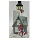 Glass Vase with Faux Greenery & PartyLite Stoney Harbor Lighthouse Set