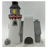 Glass Vase with Faux Greenery & PartyLite Stoney Harbor Lighthouse Set