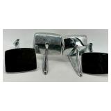 Set of Four Chrome Square Side Mirror Heads with Mounting Arms - Vintage Auto Hardware